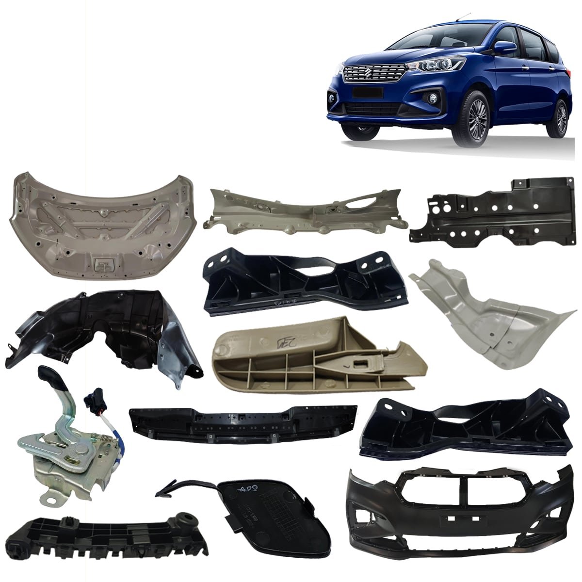 Suzuki Ertiga Body Parts - Car Accessories Ac Compressor Front Bumper Front Grill Body Kits Gearbox Mud Guard Rear Windshield